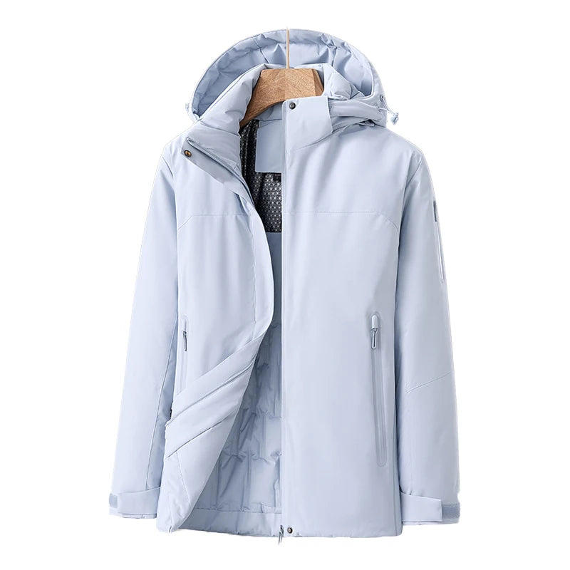 Women&#39;s Waterproof Quilted Jacket with Detachable Hood – Windproof Winter Coat for Outdoor Activities 11