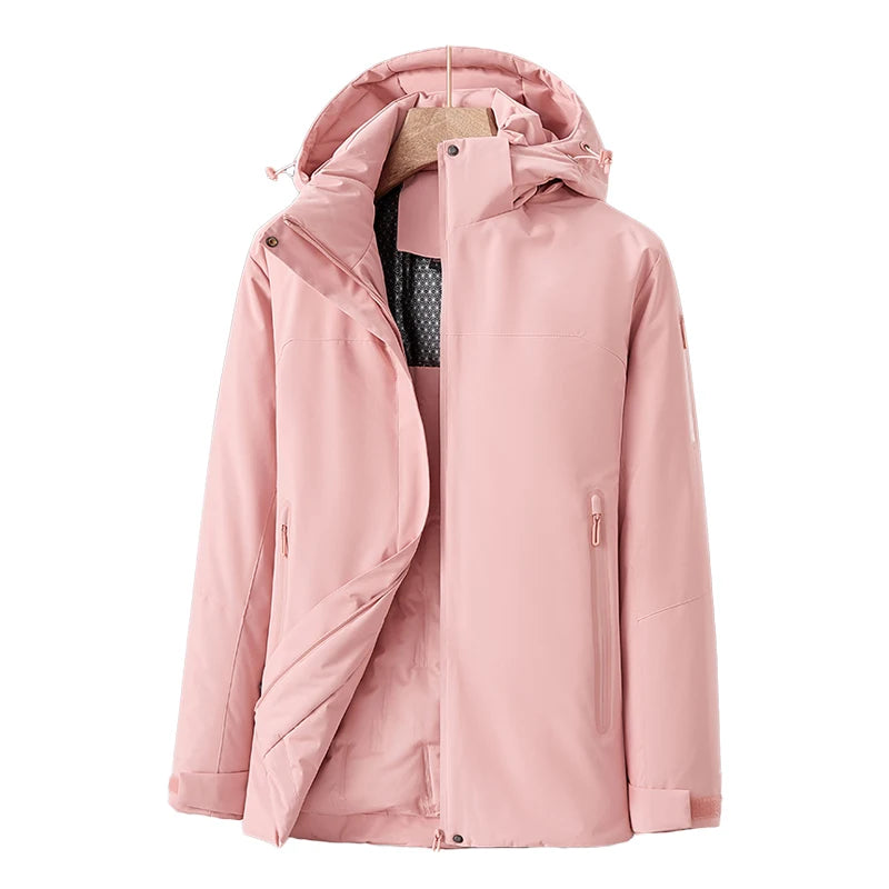 Women&#39;s Waterproof Quilted Jacket with Detachable Hood – Windproof Winter Coat for Outdoor Activities 9