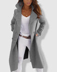 Women's Wool Blend Double-Breasted Trench Coat with Wide Lapel – Elegant Longline Fit 2