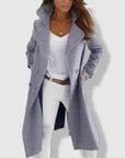 Women's Wool Blend Double-Breasted Trench Coat with Wide Lapel – Elegant Longline Fit 4
