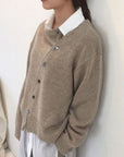 Women's Wool Blend Knit Jacket with Asymmetrical Button Front – Relaxed Fit Winter Coat 0