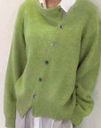 Women's Wool Blend Knit Jacket with Asymmetrical Button Front – Relaxed Fit Winter Coat 1