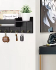 WoodCraft | Stylish Solid Wood Wall Organizer with Hooks and Shelves 1