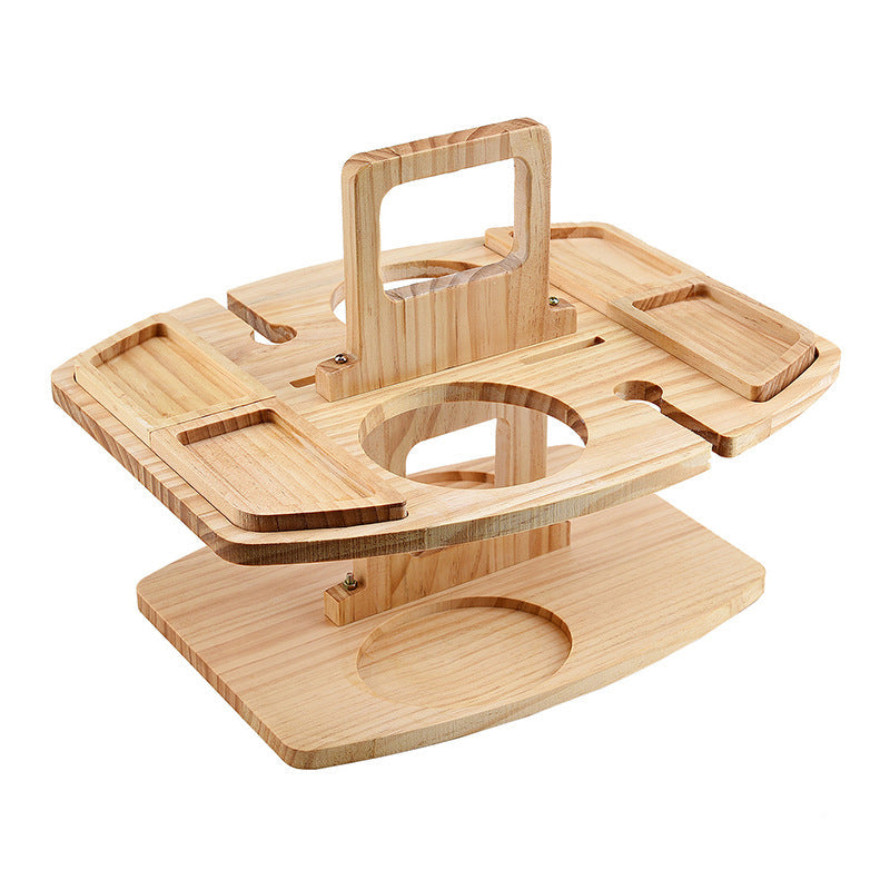 WoodNest | Stylish Portable Wood Picnic Table with Wine & Snack Holders 1
