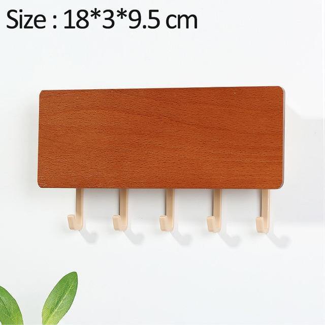 WoodenElegance | Stylish Modern Key Holder for Wall with Colorful Hooks 10