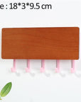 WoodenElegance | Stylish Modern Key Holder for Wall with Colorful Hooks 12