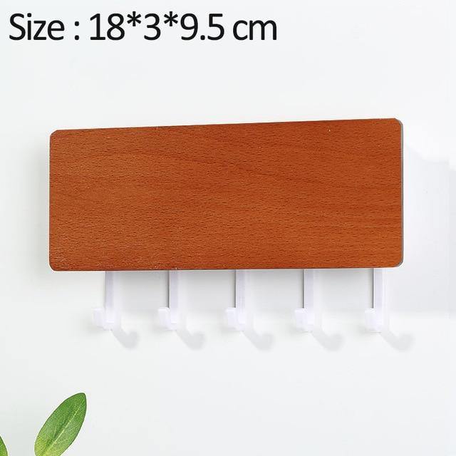 WoodenElegance | Stylish Modern Key Holder for Wall with Colorful Hooks 14