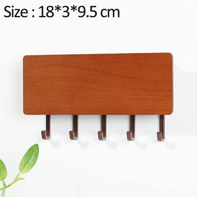 WoodenElegance | Stylish Modern Key Holder for Wall with Colorful Hooks 15