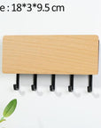 WoodenElegance | Stylish Modern Key Holder for Wall with Colorful Hooks 4
