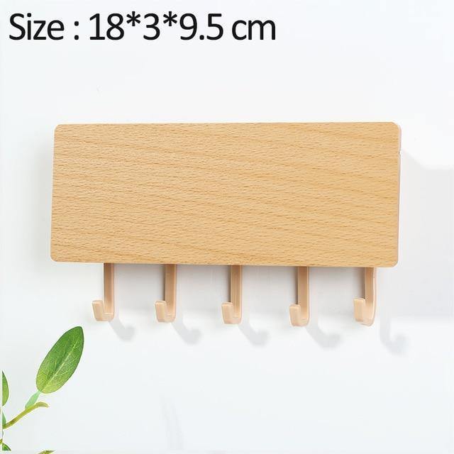 WoodenElegance | Stylish Modern Key Holder for Wall with Colorful Hooks 6