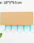 WoodenElegance | Stylish Modern Key Holder for Wall with Colorful Hooks 8