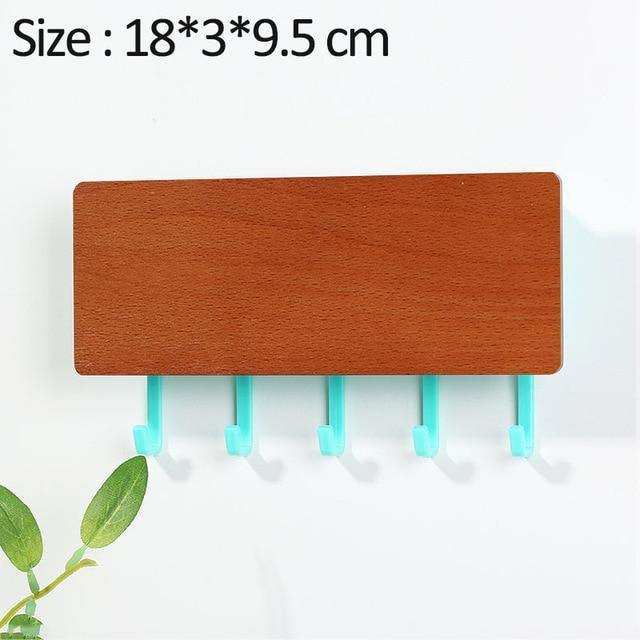 WoodenElegance | Stylish Modern Key Holder for Wall with Colorful Hooks 9