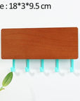 WoodenElegance | Stylish Modern Key Holder for Wall with Colorful Hooks 9