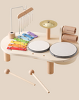 Wooden Music Table for Kids - Educational Musical Instrument with Drums, Xylophone, and Rattles 1
