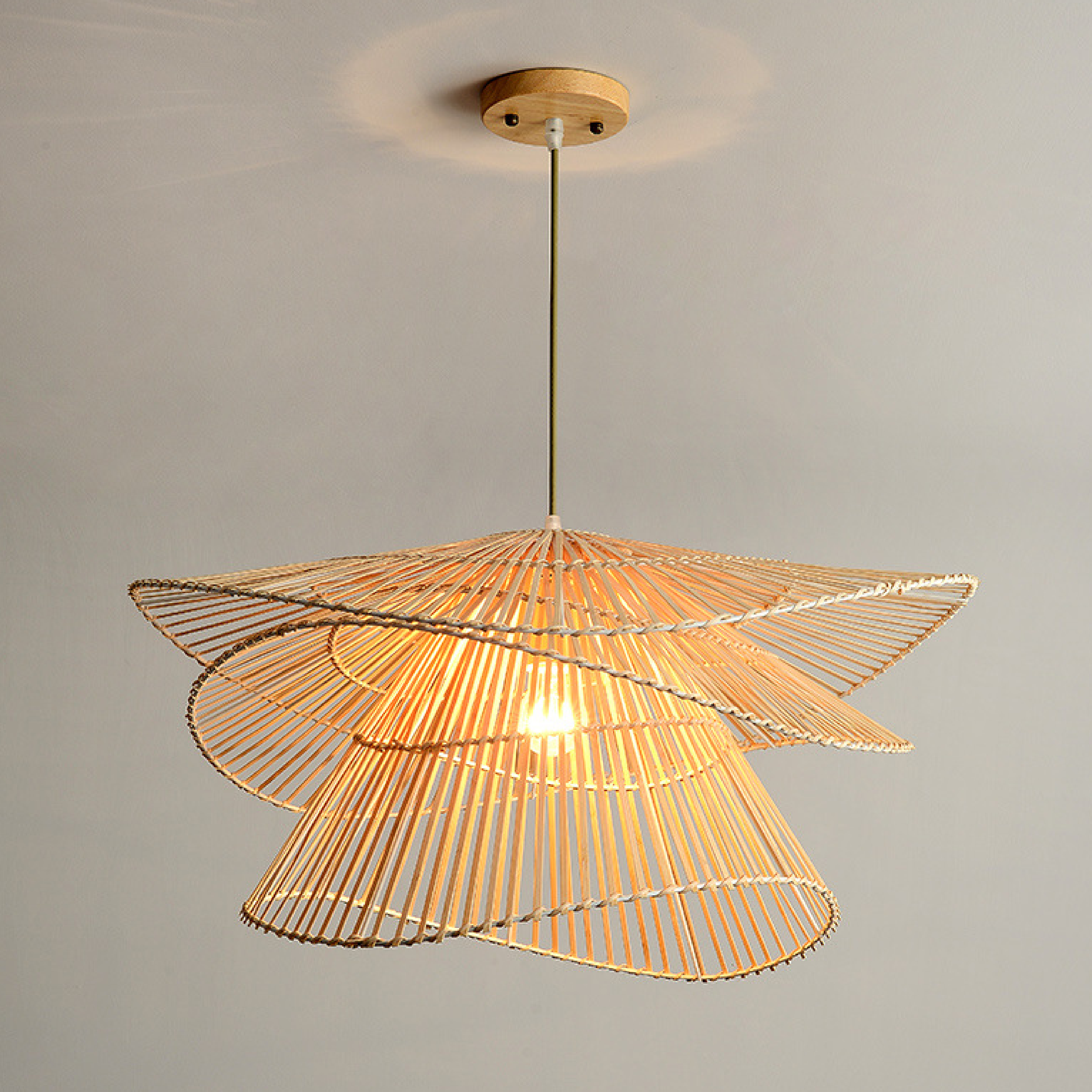 Woodhaven | Refined Rattan Wooden Hanging Lamp 4