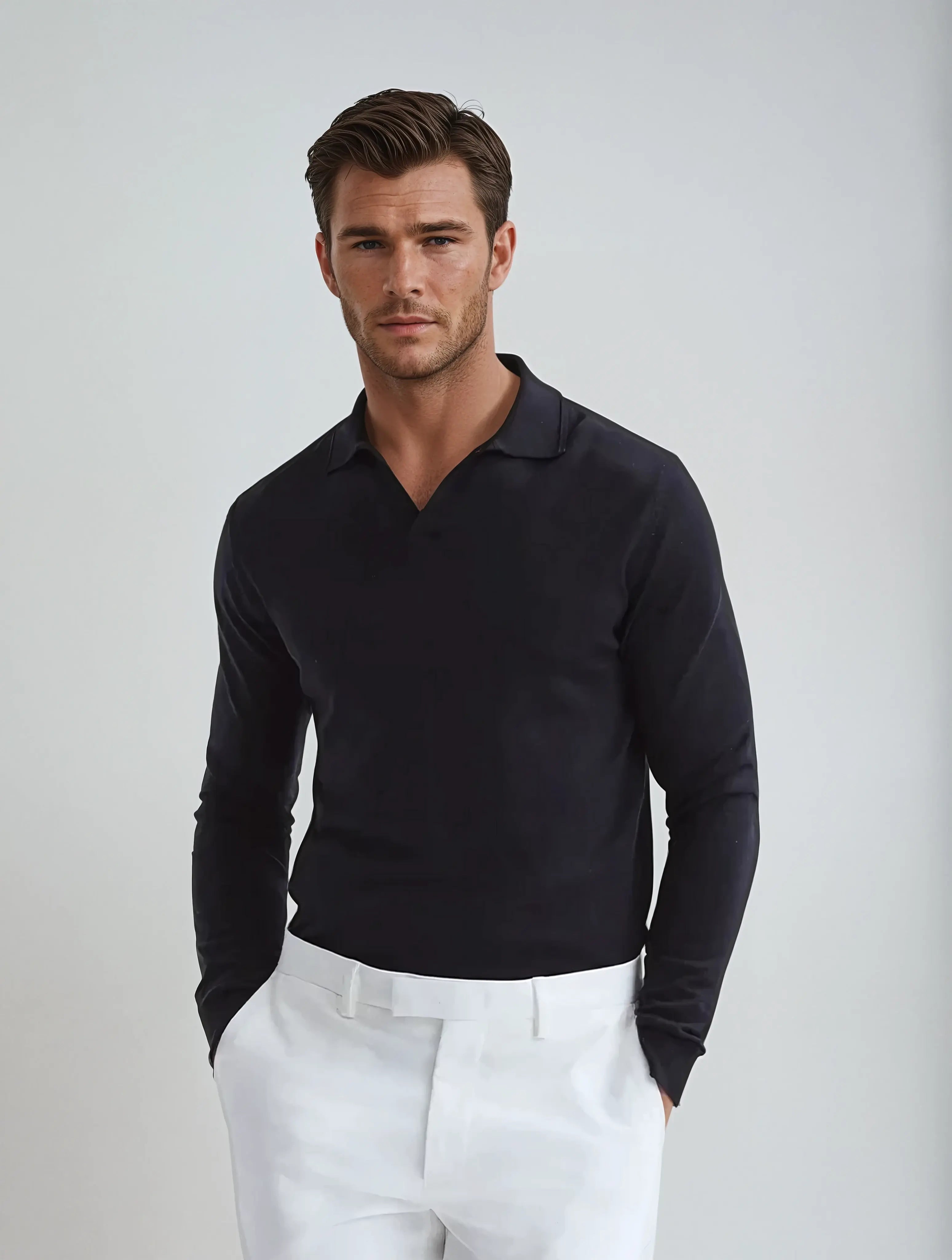 Ethan | Modern Stylish Long Sleeve Polo Shirts 1