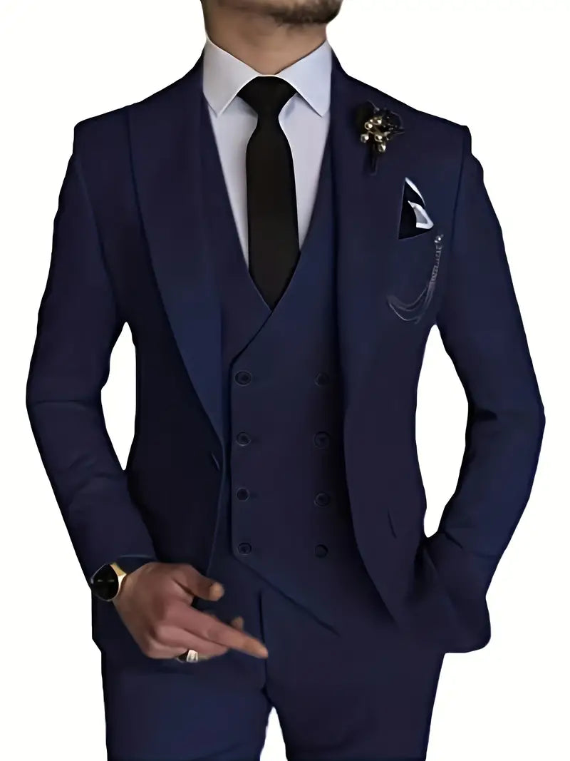 Variant image for Men&#39;s Suit Black 3-Piece Size M Polyester-25