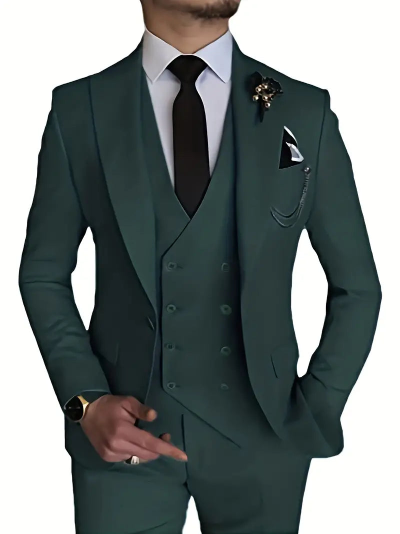 Variant image for Men&#39;s Suit Black 3-Piece Size M Polyester-37