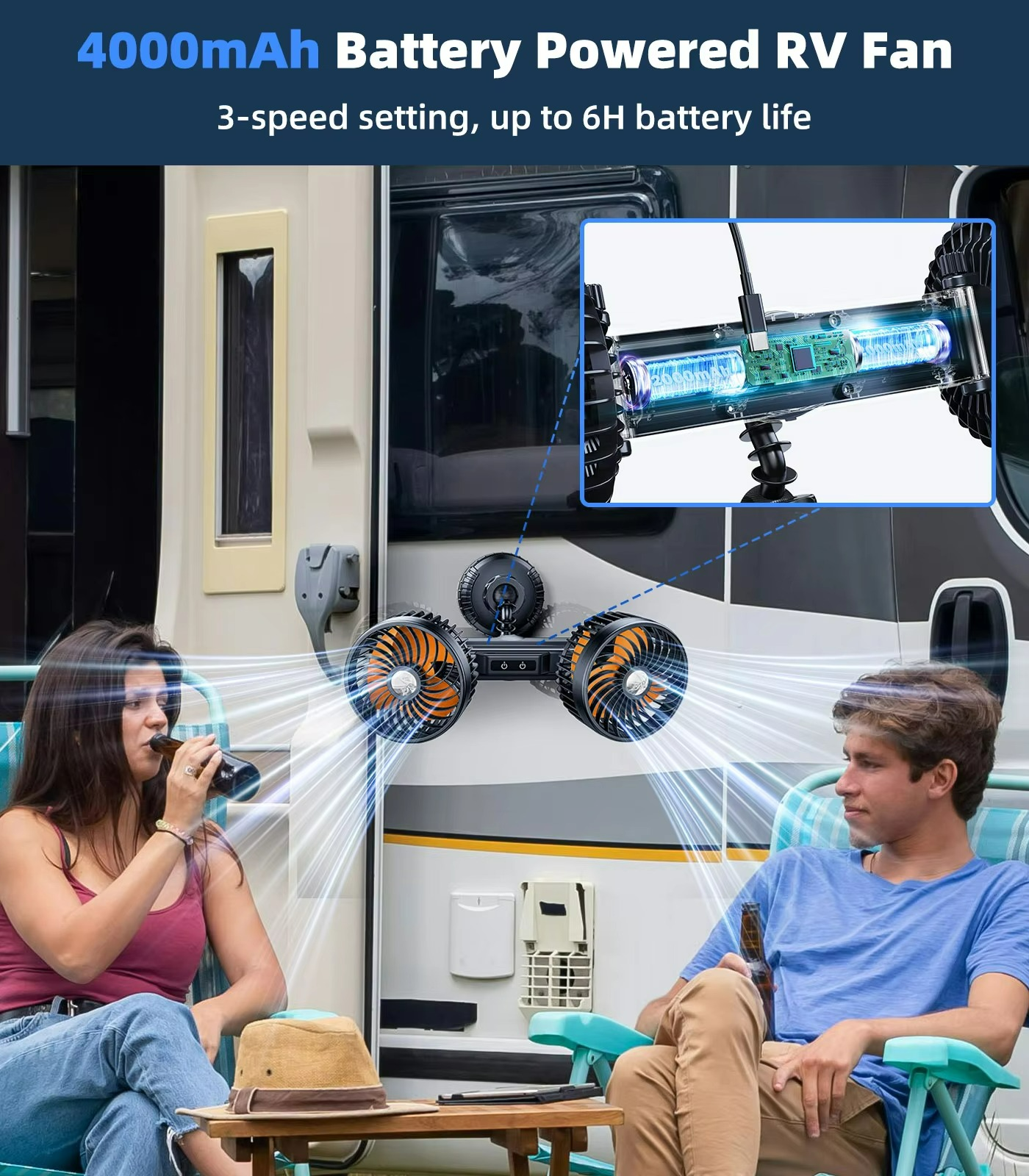 Auto-Kühlventilator mit Doppelköpfen und starkem Saugnapf