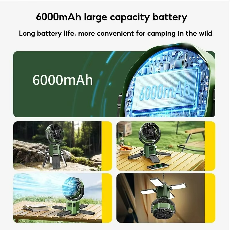 Outdoor Camping Fan with Adjustable Airflow Cooling Function