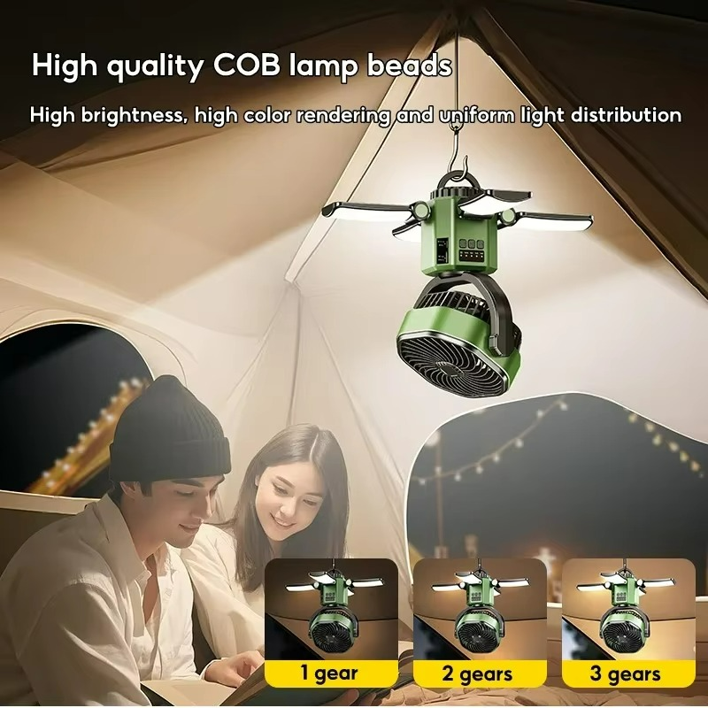 Outdoor Camping Fan with Adjustable Airflow Cooling Function