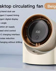 Quiet Desktop Air Cooler Fan with Digital Display and Wireless Portability