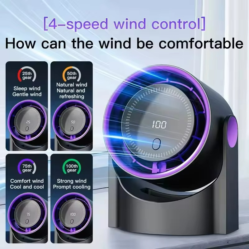 Quiet Desktop Air Cooler Fan with Digital Display and Wireless Portability