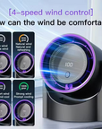 Quiet Desktop Air Cooler Fan with Digital Display and Wireless Portability