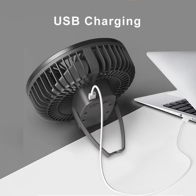 Tragbarer Campingventilator mit LED-Licht und wiederaufladbarem Akku