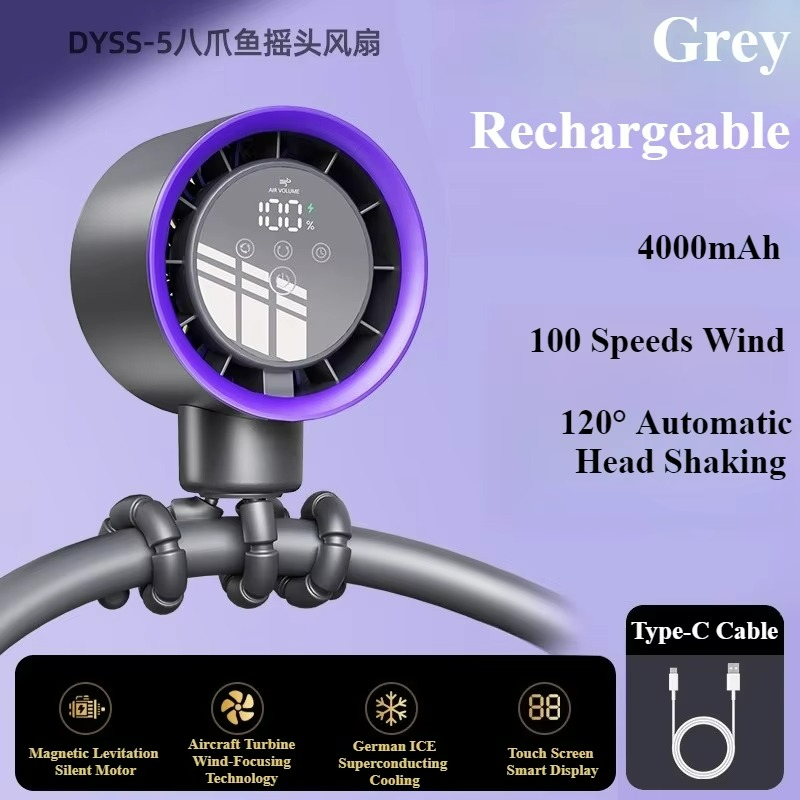 Portable Octopus Fan Handheld Design with USB Rechargeable Battery