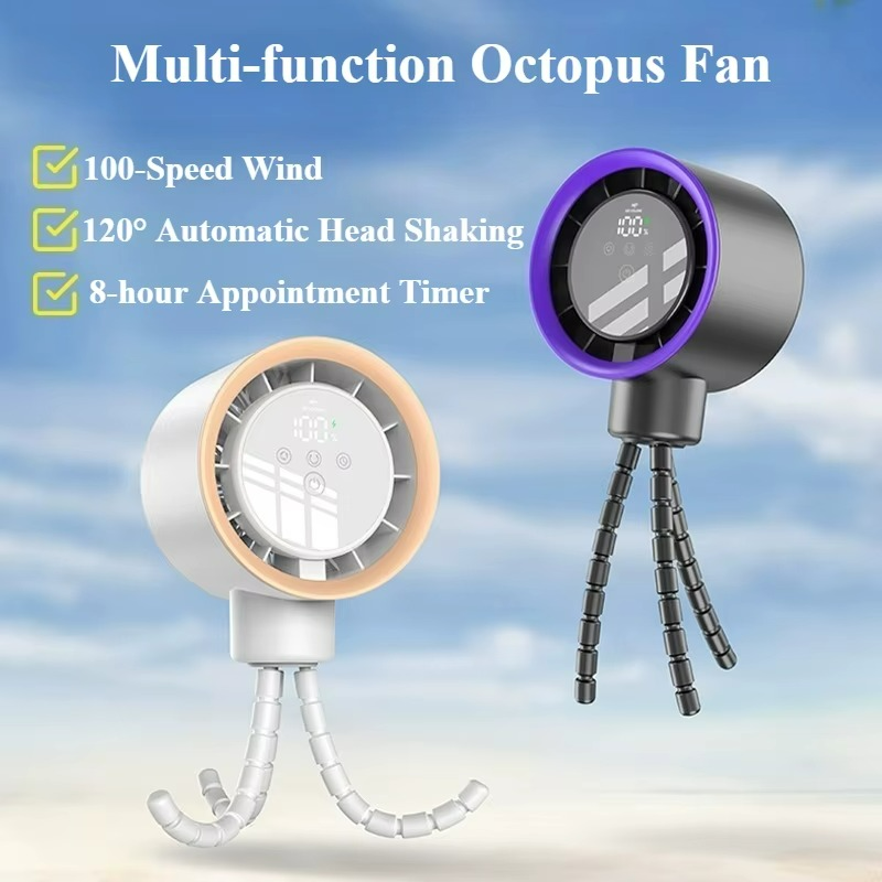 Portable Octopus Fan Handheld Design with USB Rechargeable Battery