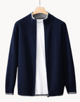 Kingston Merino Wool Zip-Through Sweater-Sweaters-Navy-S-EdelmannandCo.