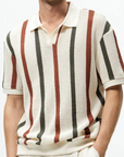 Kurt Striped Polo with Comfortable Loose Fit-Khaki-M-EdelmannandCo.