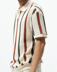 Kurt Striped Polo with Comfortable Loose Fit-Khaki-M-EdelmannandCo.