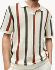 Kurt Striped Polo with Comfortable Loose Fit-Khaki-M-EdelmannandCo.