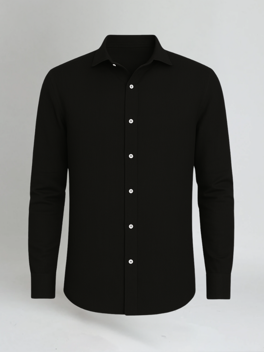 Ethan | Stylish Black Linen Button Down Shirt 3