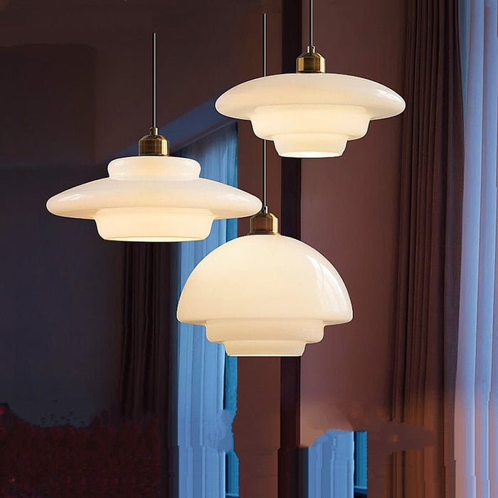 MilkGlass Glow – Soft Ivory Glass Pendant for Serene Ambiance