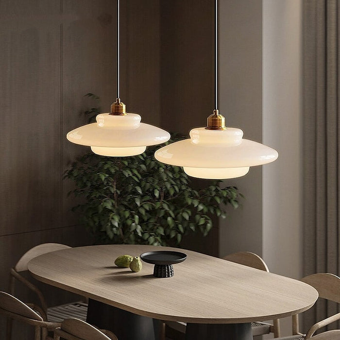 MilkGlass Glow – Soft Ivory Glass Pendant for Serene Ambiance