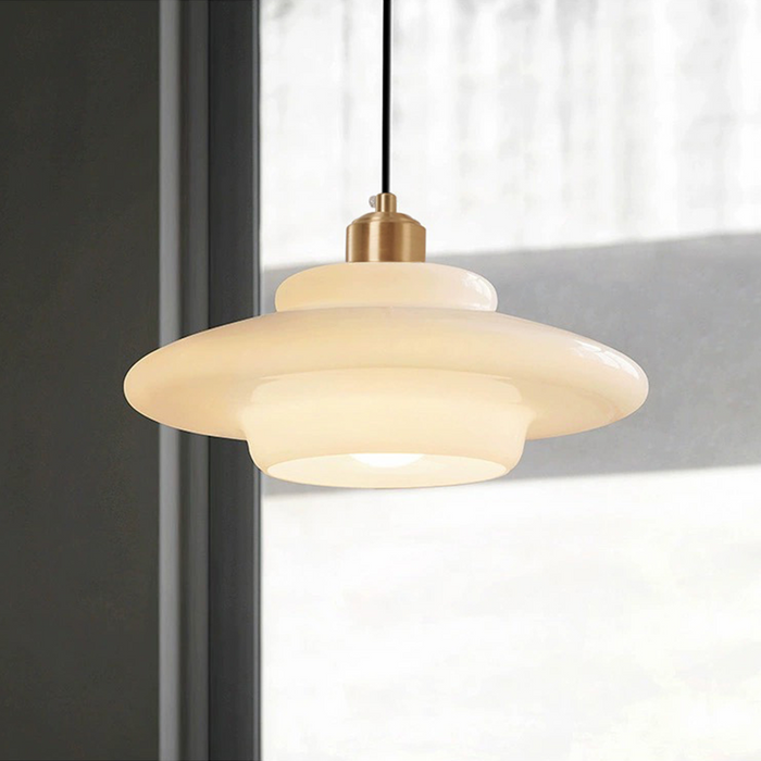 MilkGlass Glow – Soft Ivory Glass Pendant for Serene Ambiance