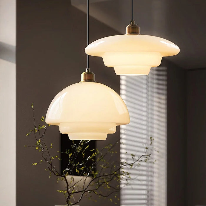MilkGlass Glow – Soft Ivory Glass Pendant for Serene Ambiance