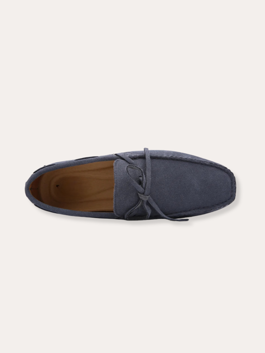 Ethan | Elegant Gray Suede Moccasin Slippers 2