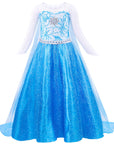 Girls’ Halloween Princess Dress | Glitter Long Sleeve Maxi Costume