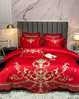 RoyalPlume – Egyptian Cotton Duvet Cover Set with Sophisticated Peacock-Inspired Pattern
