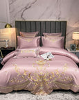 RoyalPlume – Egyptian Cotton Duvet Cover Set with Sophisticated Peacock-Inspired Pattern