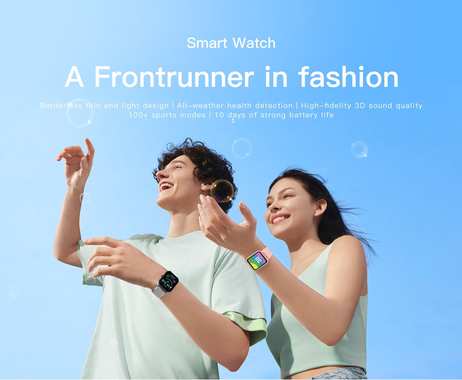 Fitness-Smartwatch mit Herzfrequenzmesser, 10 Sport-Tracking-Modi, schlankes, elegantes Design und Smartphone-Konnektivität