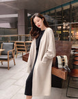 Classic Women’s Wool Blend Coat – Relaxed Fit Knee-Length Winter Coat with Wide Lapel for Everyday Elegance