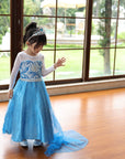 Girls’ Halloween Princess Dress | Glitter Long Sleeve Maxi Costume