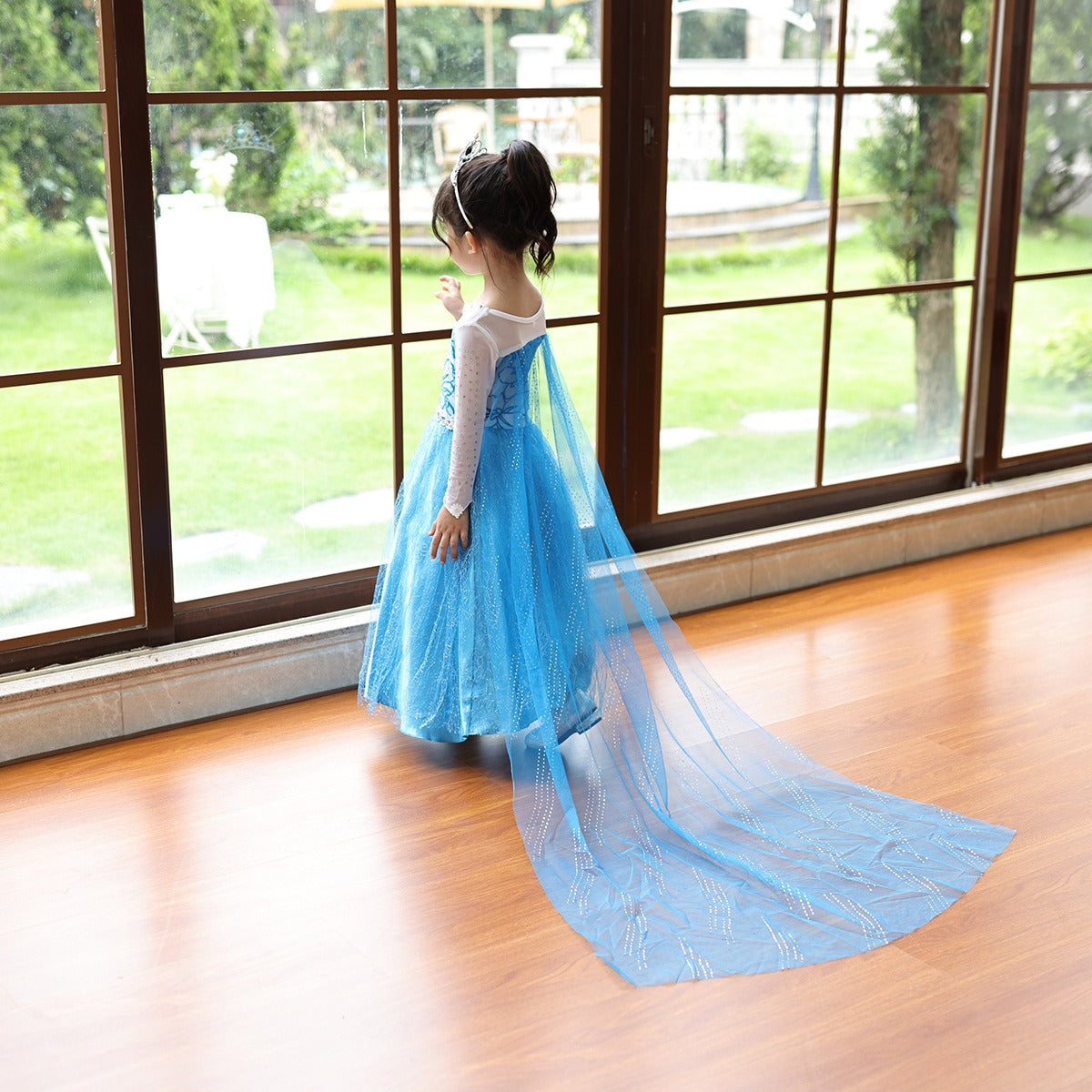 Girls’ Halloween Princess Dress | Glitter Long Sleeve Maxi Costume