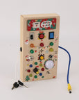 Wooden Montessori LED Activity Board – Educational Toy for Toddlers with 15 Lights and 9 Interactive Switches