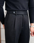 Hampton | Pantaloni in pregiata lana merino nera
